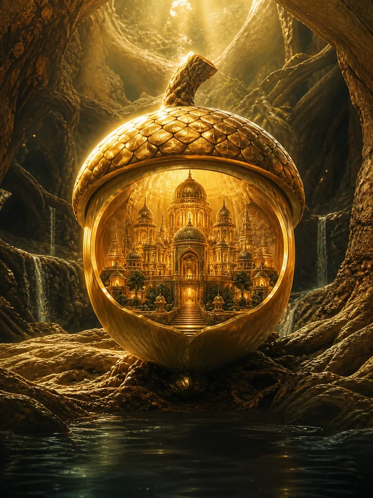 Acorn Palace: великий палац у золотому жолуді під древнім корінням