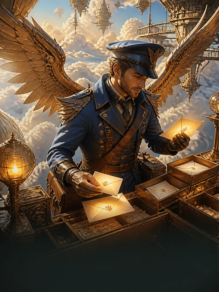Aether Postmaster: кур'єр з латунними крилами, що сортує сяйливі листи над хмарами