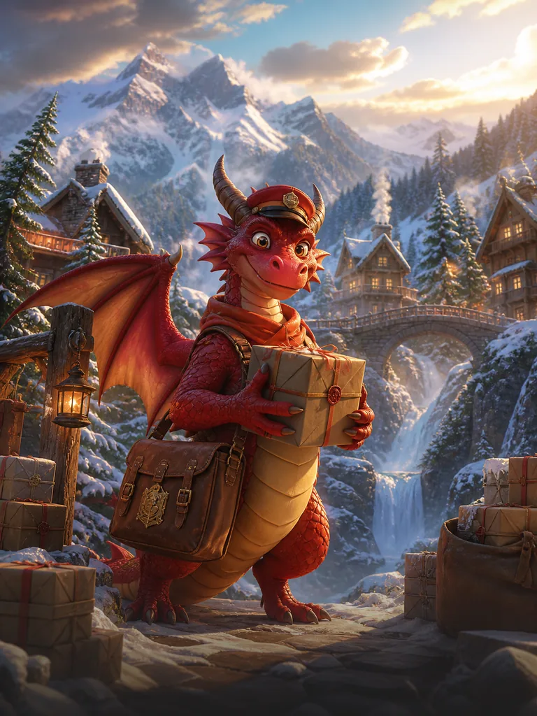 Alpine Dragon Post: добрий червоний дракон, який розвозить посилки між гірськими хатинами