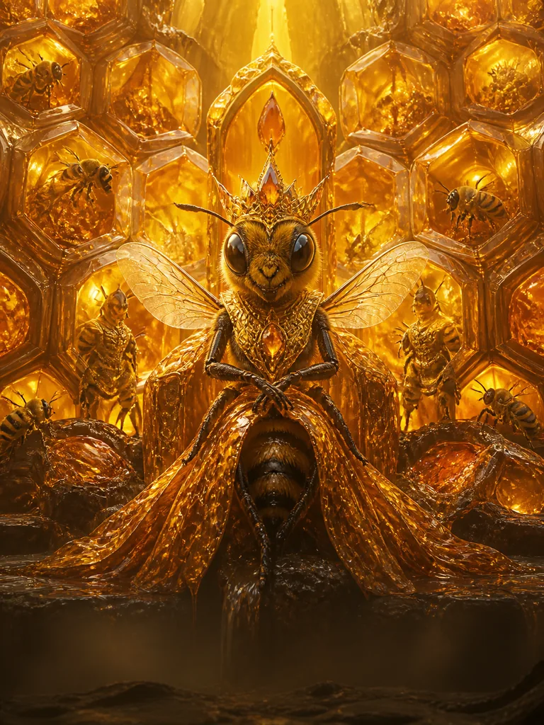 Amber Beehive: королівський вулик з бурштинових комірок довкола золотої бджолиної королеви