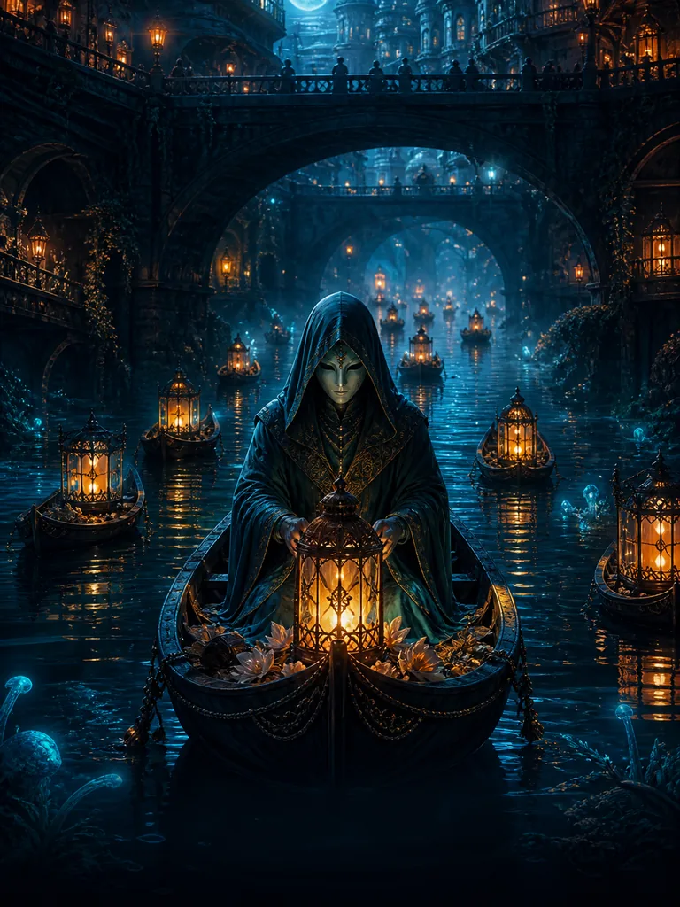 Lanterns Below: примарні човни-ліхтарі пливуть рікою під містом