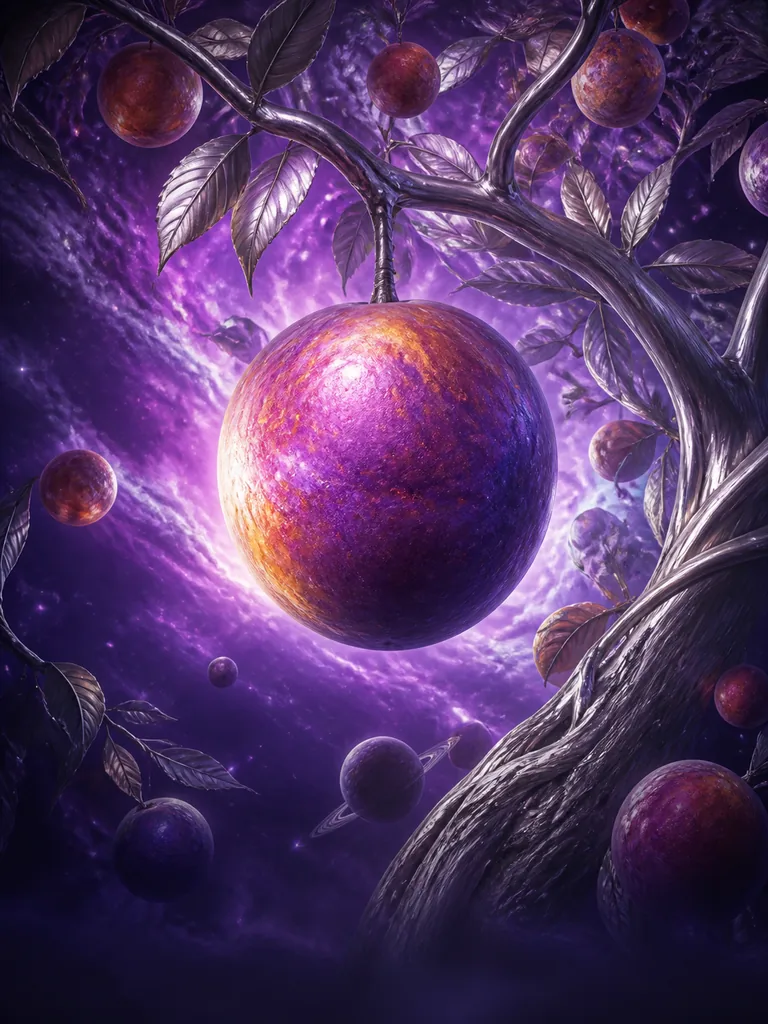 Nebula Orchard: плоди-планети, що достигають на срібних деревах у фіолетовій туманності