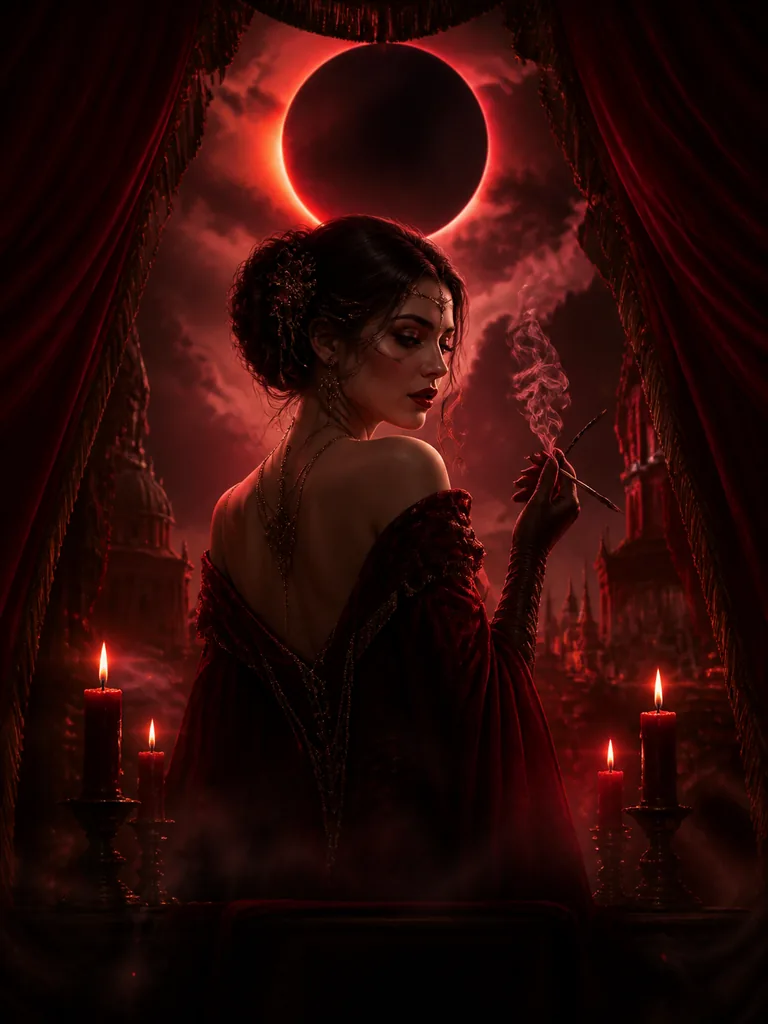 Velvet Eclipse: багряне затемнення в рамі оксамитових завіс і свічкового диму