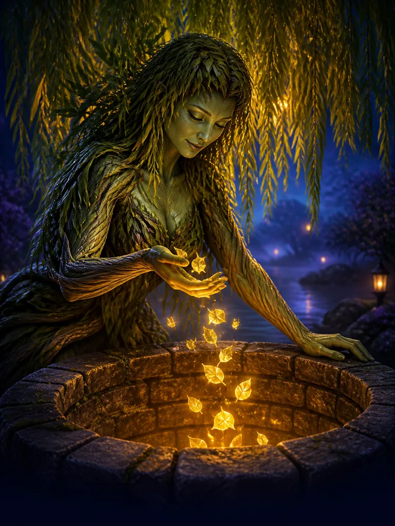 Willow Wishwell: верба, що опускає сяйливе листя до глибокої криниці бажань